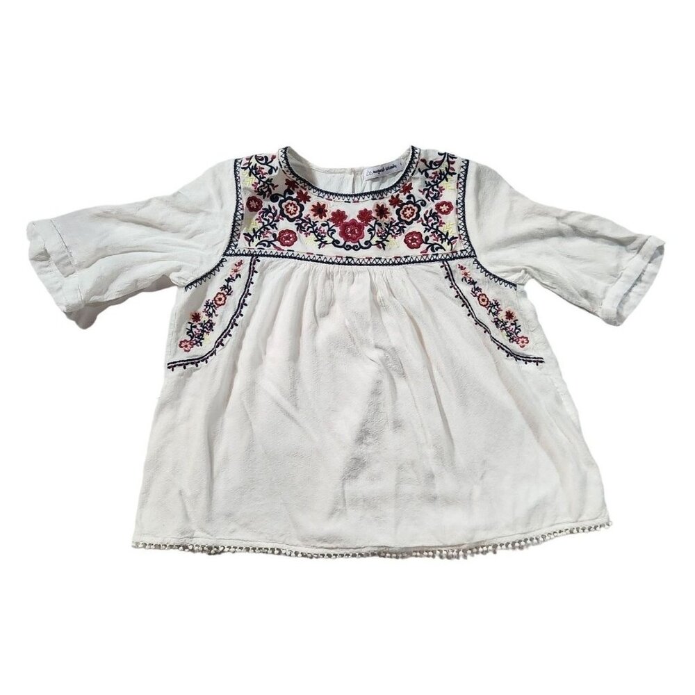 August Winds Womens Embroidered‎ Boho Blouse Size Small
